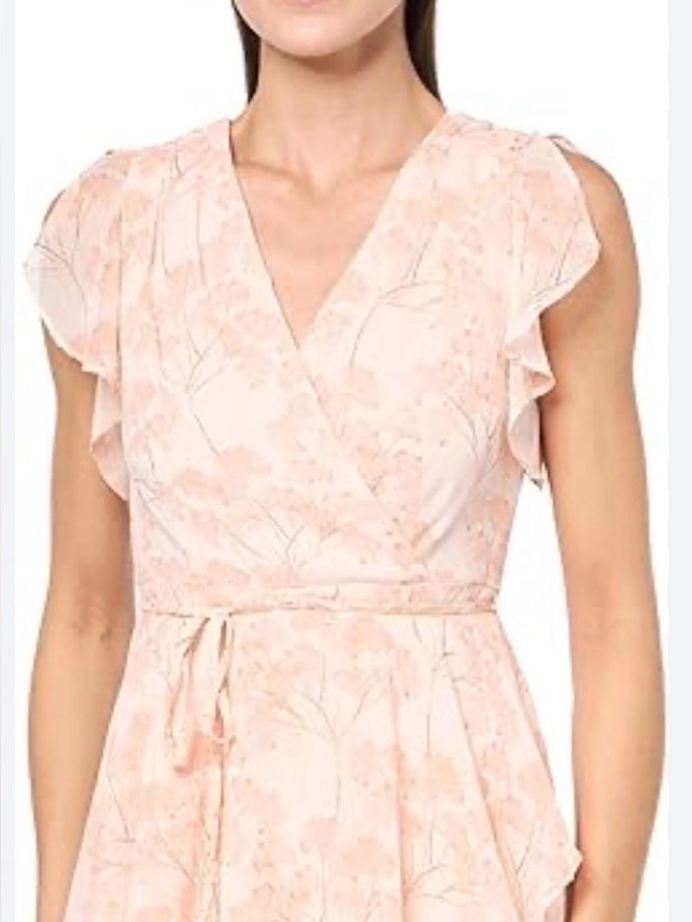 Tommy Hilfiger Peach Floral Chiffon Wrap Dress